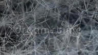 循环3D图解缠结晶格网络背景。 类似于神经网络或几何蜘蛛网。